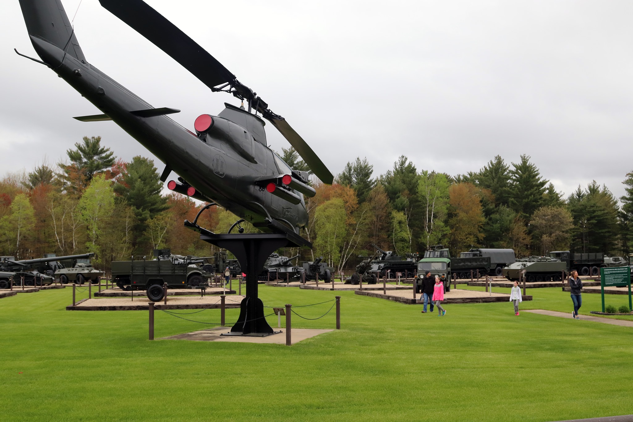 A US Army helicopter on display outside Fort McCoy's Historical Center.